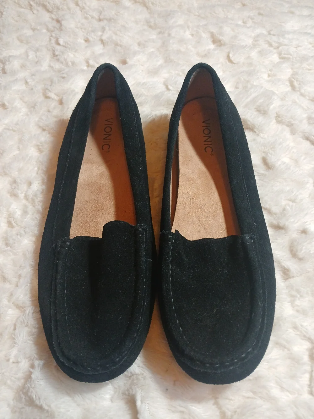 Vionic Debbie Black Suede Moccasin Loafer Flats Womens Size 12 EU 44